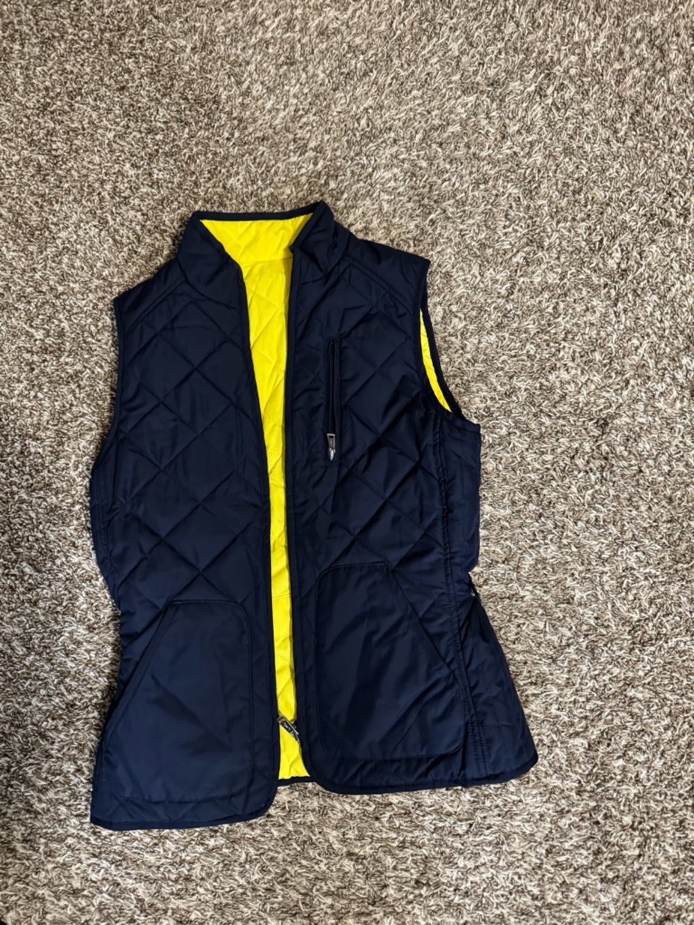 Lauren Ralph Lauren Navy Quilted Vest with Yellow Lining